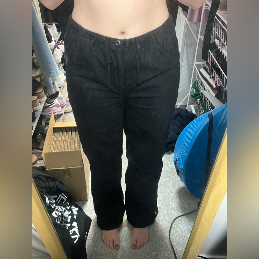 Black, soft fabric parachute/cargo style pants